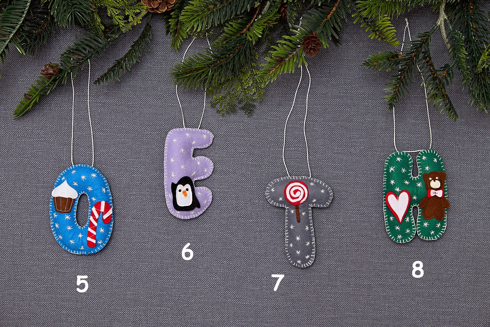 Felt Letter Ornament Personalized Initial Ornament Monogram Etsy