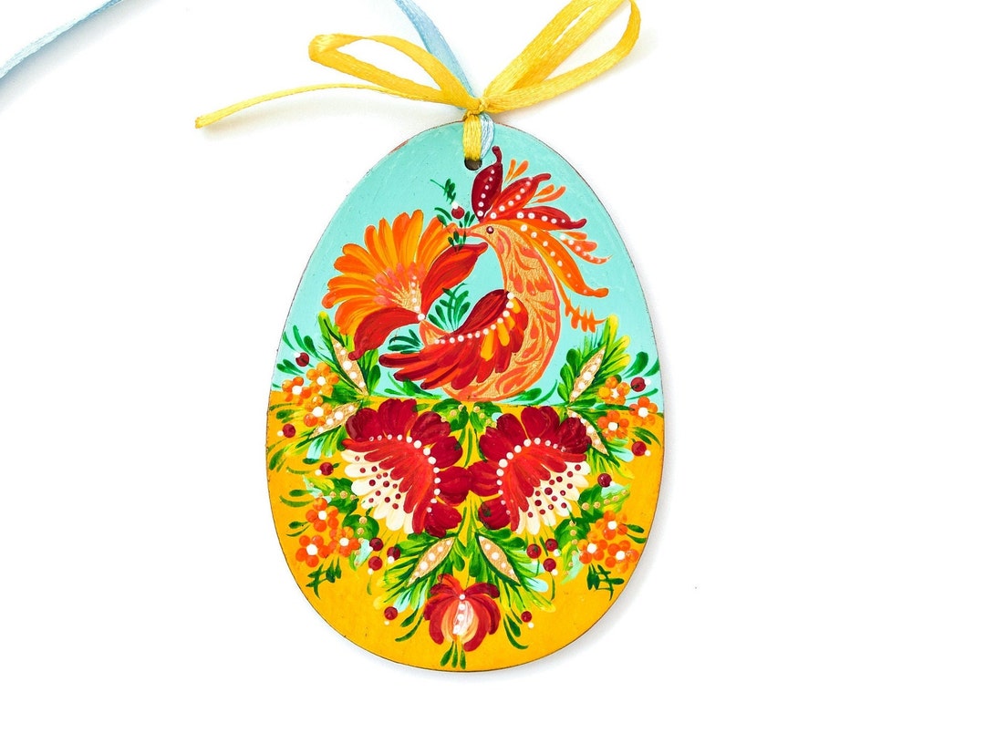 Hand Painted Ukrainian Easter Egg Ornament, Petrykivka Folk Art ...