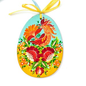 Ukrainian hand painted Easter eggs, Personalized wooden pysanka, Easter tree decor with Petrykivka painting, Gift for folk art lover