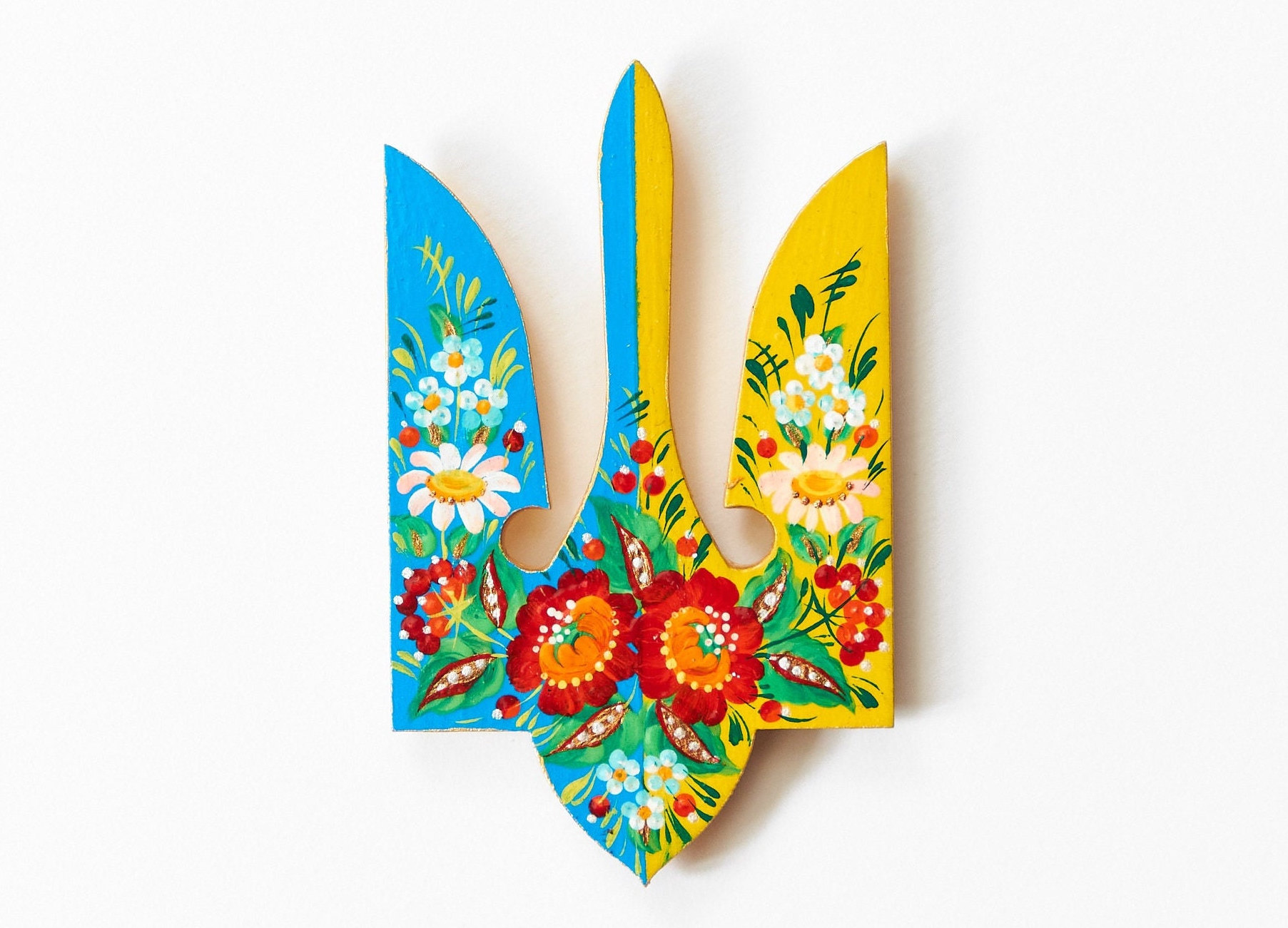 冷蔵庫用マグネット ウクライナのトライデント、ウクライナ色の手描き