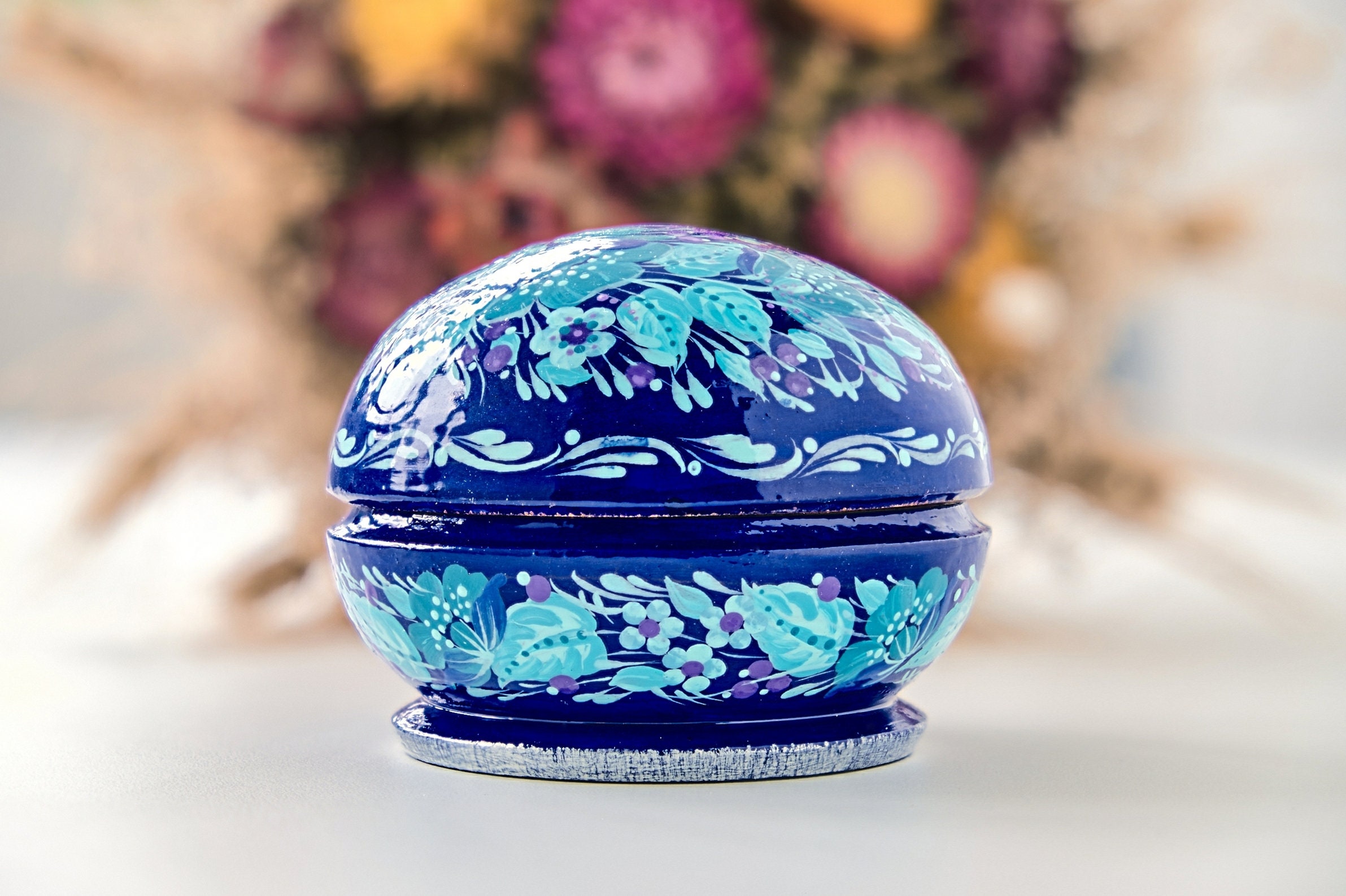 ペトリキフカ絵画の手描き木製ジュエリーボックス - Etsy 日本