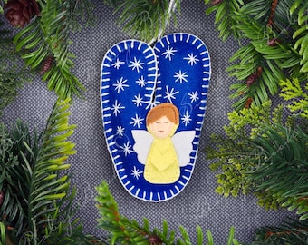 Felt Angel Christmas Ornament: Personalized Initial Monogram