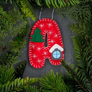 Personalized Felt Initial Christmas Ornament: Handmade Monogram Decor