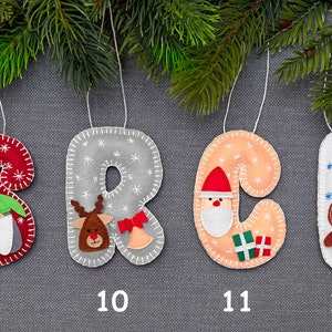 Felt initial ornament, Christmas letter ornament, Alphabet ornament, Christmas tree decoration image 4