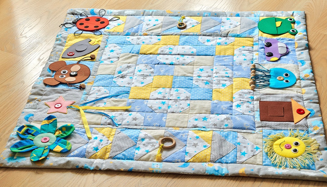 Quilted Patchwork Baby Blanket Quilted Baby Play Mat With Felt