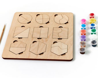 Wooden Geometric Puzzle: Toddler Paint Craft Kit