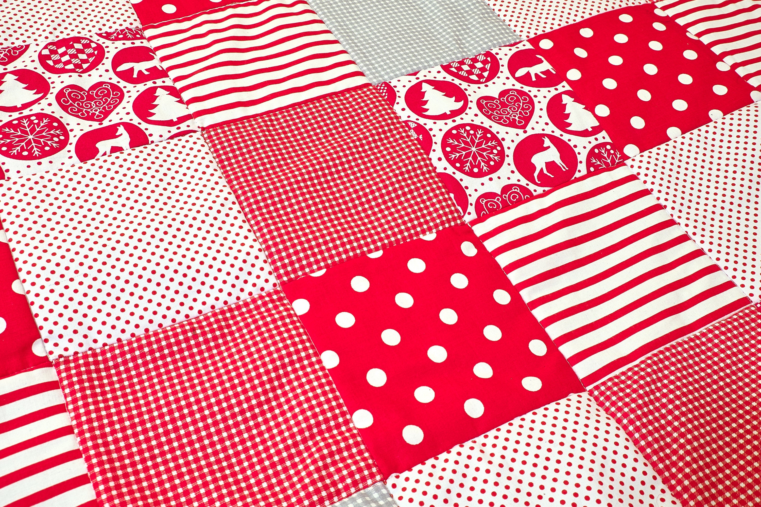 Quilted Baby Blanket Patchwork Traditional Colors Bed Cover Etsy