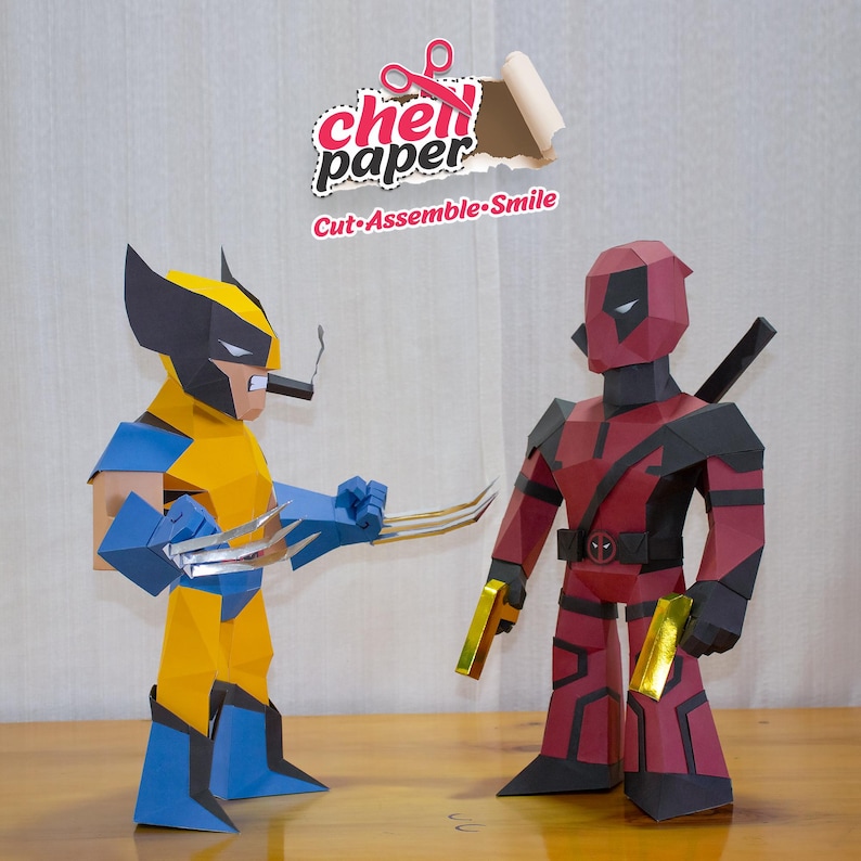 Deadpool Craft Paper Deadpool, Wolverine, Papercraft, Diy, X-men, Hero, Yellow, Handmade ...