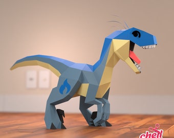 Velociraptor, Blue, Dinosaur, Tail, lizard, bird, Jurassic, raptor, bird red, shield, spike, Jurassic, dinosaur