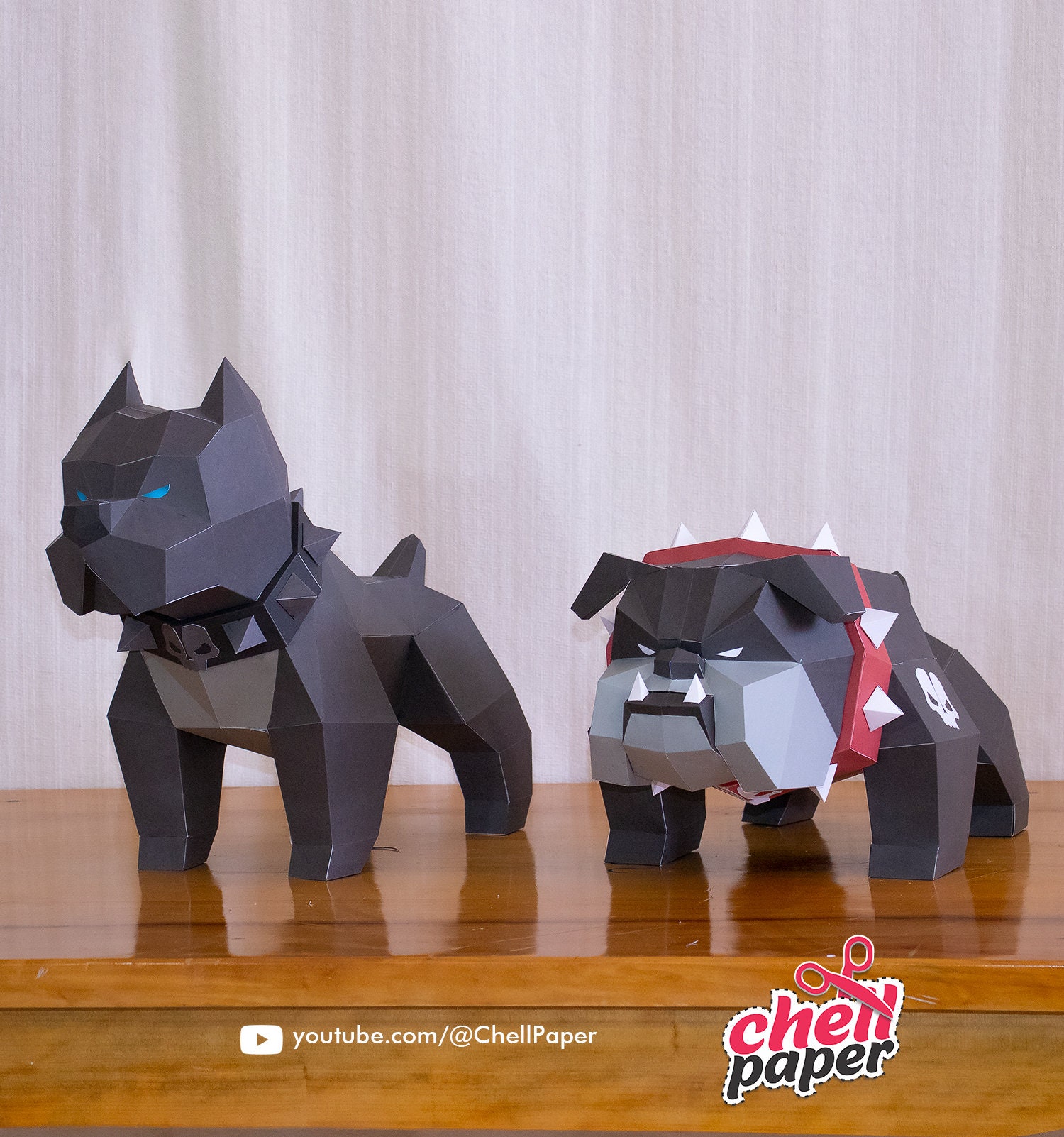 PitBull, Doberman, Dog art, Handmade, Paper craft, Animal replica, Artistic creation, Bulldog breed, Sculpture, diy, dark