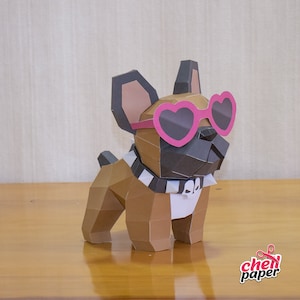 Bouledogue Français, Doberman, Art canin, Fait main, Artisanat en papier, Réplique animale, Création artistique, Race Bulldog, Sculpture, Pit bull