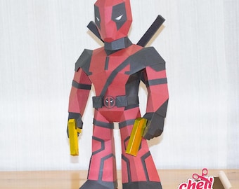 Deadpool, wolverine, papercraft, diy, x-men, hero, yellow, Handmade, Paper craft, hero, Artistic creation,