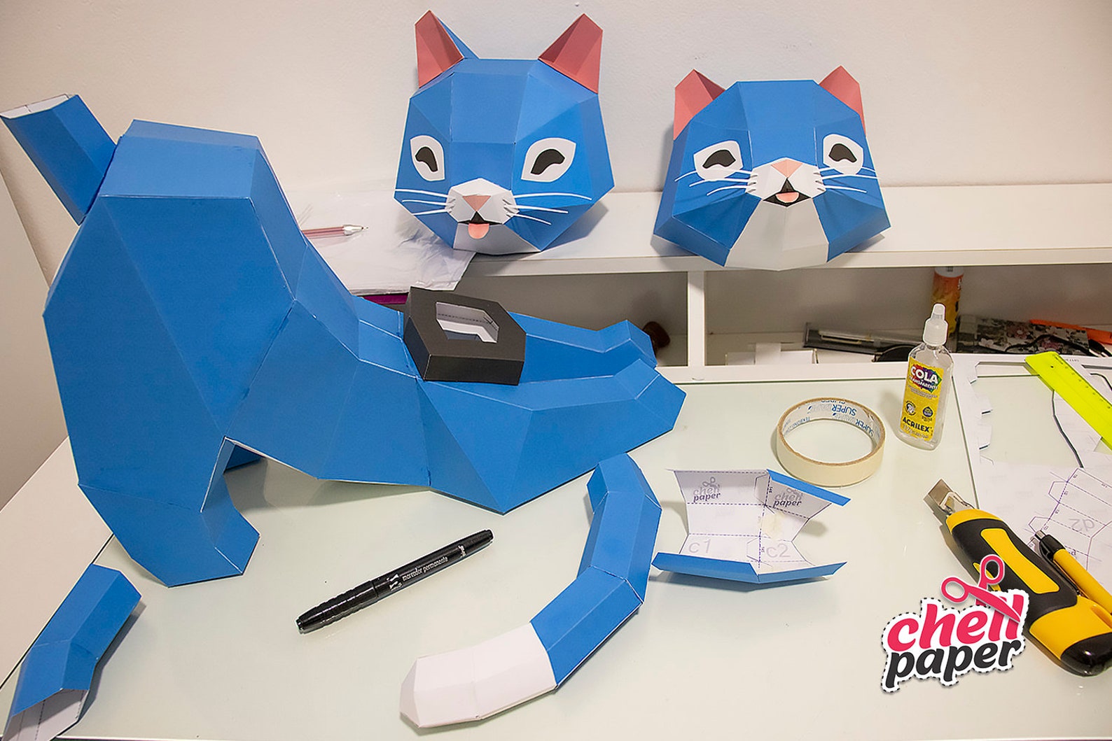3D Papercraft Cat Cat 3D PDF Template Papercraft Animals Etsy