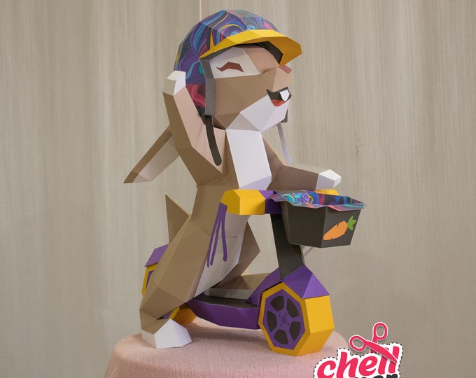 Bunny Papercraft 3D DIY Low Poly Paper Crafts Easter Rabbit Decor Model ...