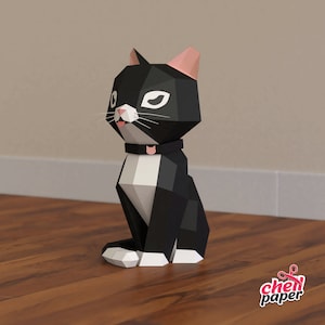 3D Papercraft Cat, Cat, 3D PDF Template, Papercraft Animals, Cat Sculpture, Yoga, puss in boots, puss