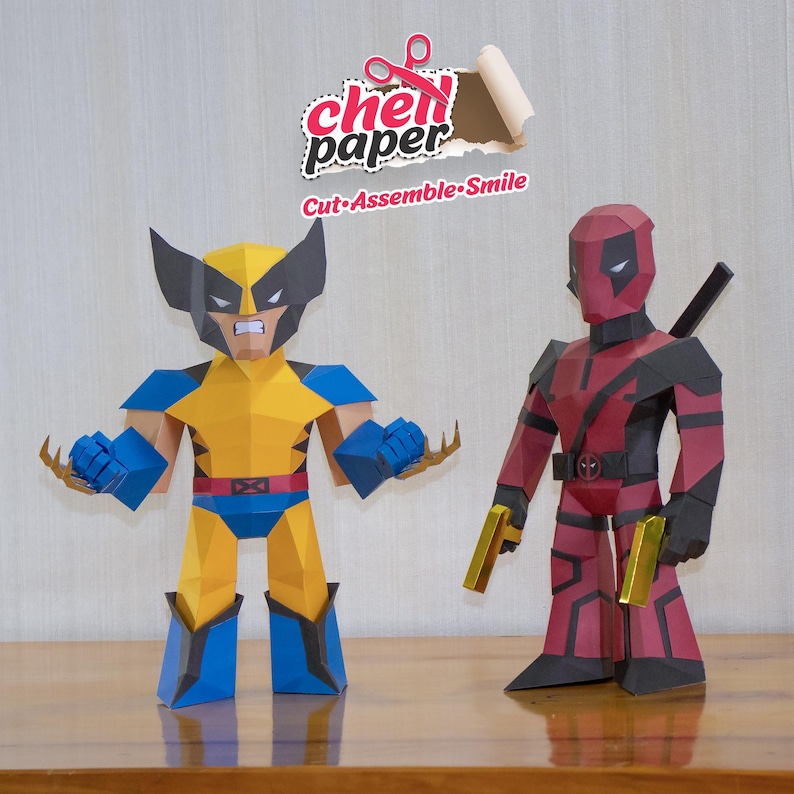 Deadpool Craft Paper Deadpool, Wolverine, Papercraft, Diy, X-men, Hero, Yellow, Handmade ...