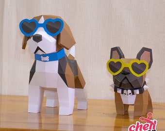 Beagle, papercraft, diy, PitBull, Doberman, Dog art, Handmade, Paper craft, Animal replica, Artistic creation, Bulldog breed, fun