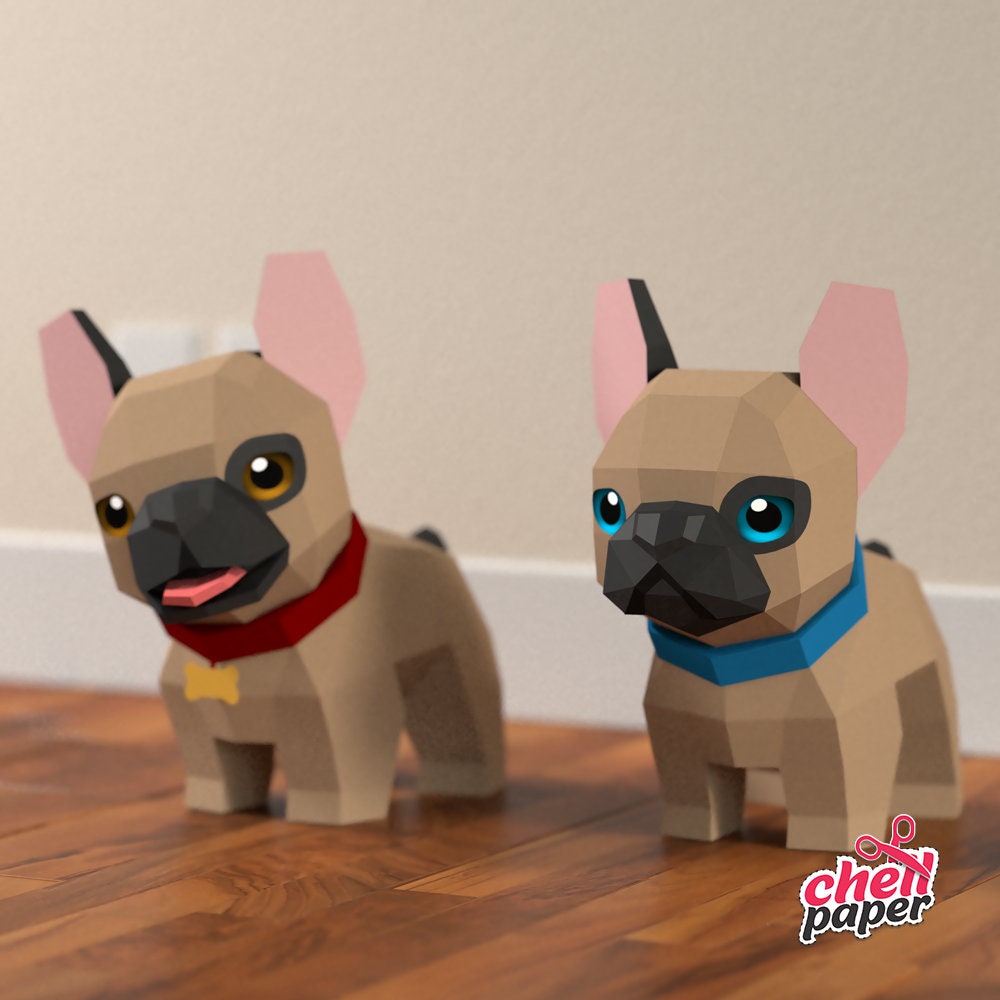Perro Papercraft 3D Papercraft, Bulldog Papercraft, Bulldog Francés, Perro Papercraft ...