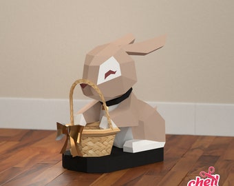 Easter Bunny, Bunny Papercraft, Low Poly Bunny, Low poly animal, Paper Rabbit, Easter egg, bunny
