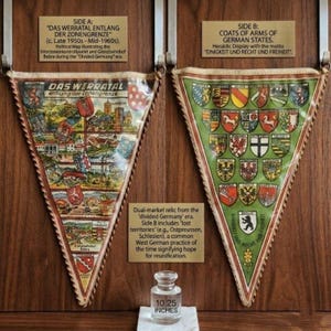 Vintage West Germany Cold War Border Map Pennant - Werra Valley & Crests