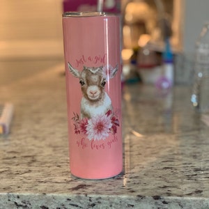 Personalized Goat Tumbler, Just a Girl who Loves Goats 20 oz Skinny Tumbler, Goat Lovers gift, custom gift for goat lover image 8