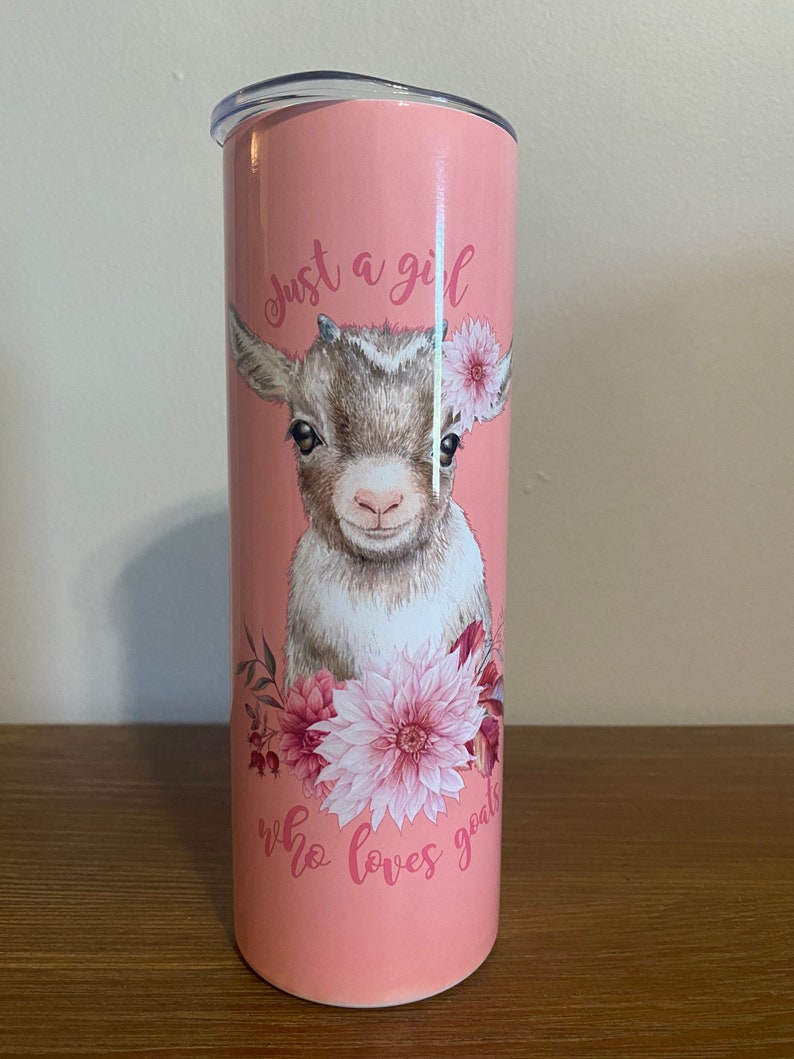 Personalized Goat Tumbler, Just a Girl who Loves Goats 20 oz Skinny Tumbler, Goat Lovers gift, custom gift for goat lover image 5