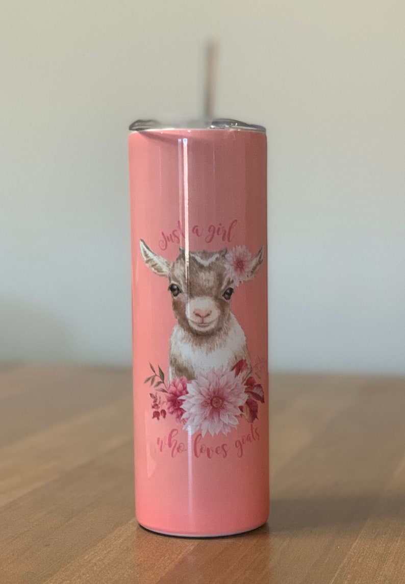 Personalized Goat Tumbler, Just a Girl who Loves Goats 20 oz Skinny Tumbler, Goat Lovers gift, custom gift for goat lover image 4