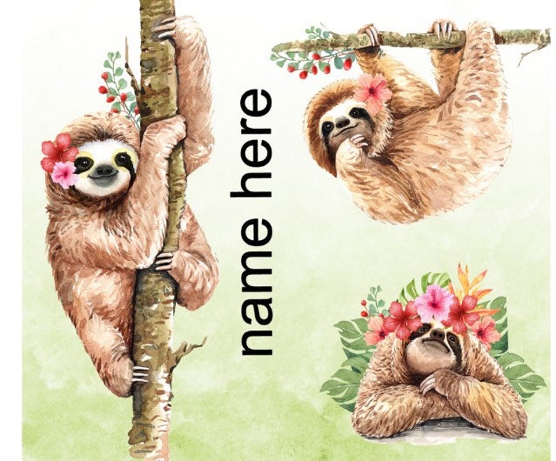 Sloth, Pretty Sloth Design, Floral Sloth Design, Sloth gifts, Sloth gift, SLoth lovers, Sloth Lover, Personalized SLoth gift, CUstom Sloth Gift, Custom Sloth Tumbler, Personalized Sloth Tumbler