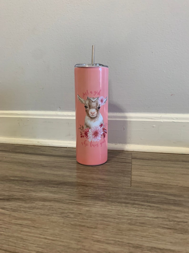 Personalized Goat Tumbler, Just a Girl who Loves Goats 20 oz Skinny Tumbler, Goat Lovers gift, custom gift for goat lover image 9