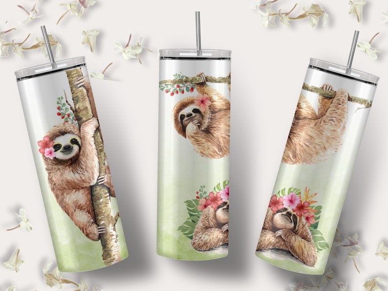 Sloth Tumbler Personalized, Sloth Gifts, Sloth Cup, Sloth Gifts For Women, Sloth Tumbler Cup, Sloth Gifts For Girls, Sloth Cup With Straw image 1