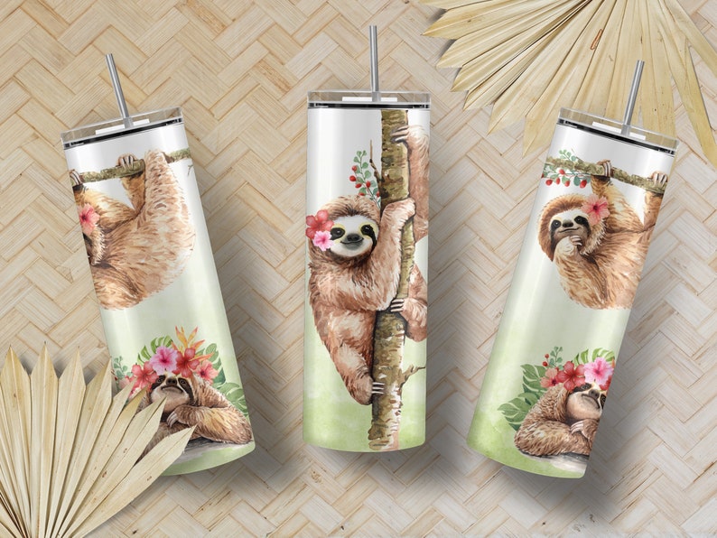 Sloth Tumbler Personalized, Sloth Gifts, Sloth Cup, Sloth Gifts For Women, Sloth Tumbler Cup, Sloth Gifts For Girls, Sloth Cup With Straw image 4