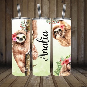 Sloth Tumbler Personalized, Sloth Gifts, Sloth Cup, Sloth Gifts For Women, Sloth Tumbler Cup, Sloth Gifts For Girls, Sloth Cup With Straw image 2