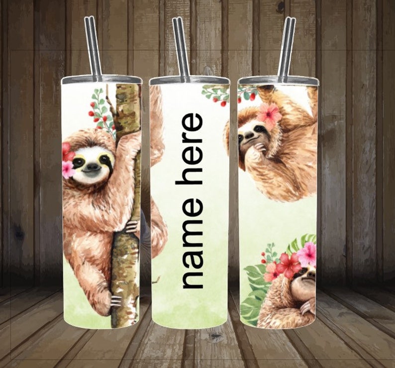 Sloth Tumbler Personalized, Sloth Gifts, Sloth Cup, Sloth Gifts For Women, Sloth Tumbler Cup, Sloth Gifts For Girls, Sloth Cup With Straw image 6