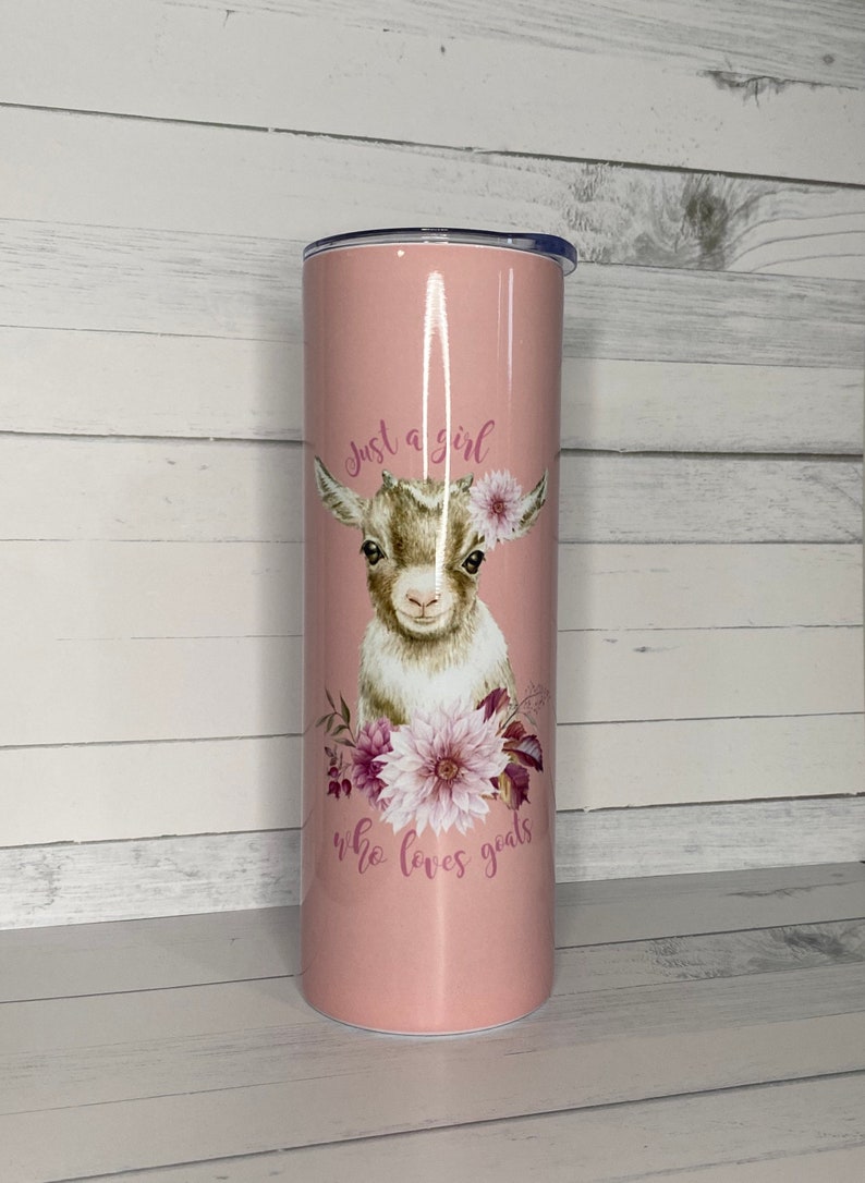 Personalized Goat Tumbler, Just a Girl who Loves Goats 20 oz Skinny Tumbler, Goat Lovers gift, custom gift for goat lover image 3