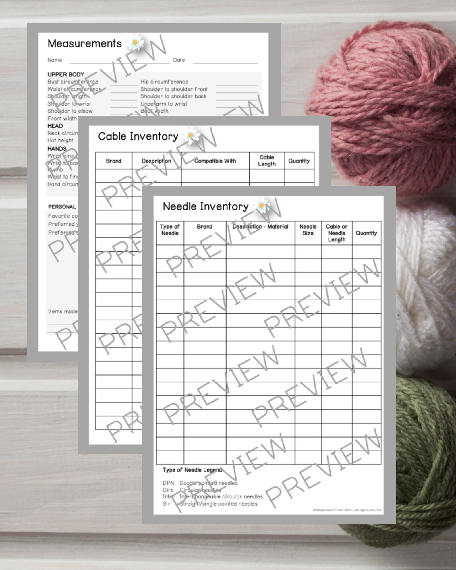 Knitting Notebook Knitting Project Planner Printable Etsy