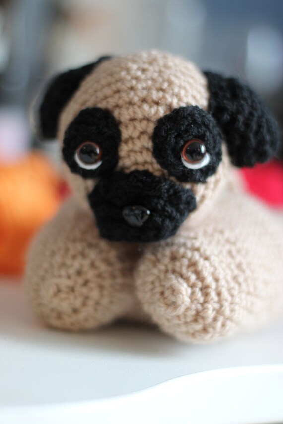 Peluche de perro Pug amigurumi, peluche de perro Pug, mamá de