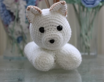 Handmade crochet white shiba plushie adorable and unique gift of white Japanese Shiba Inu amigurumi gift for her present for him shiba owner