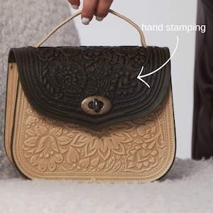 Leather Crossbody Bag, Handbag Genuine Leather, Full Grain Leather Purse, Cross Over Purse Embossed Colorful Leather Purse Mini Leather Bag