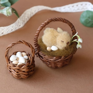 Miniature Woven Basket Set-Tiny Easter Basket,Handmade Dollhouse Basket,Miniature Wicker Basket,Fairy Garden Basket,Small Basket for Display
