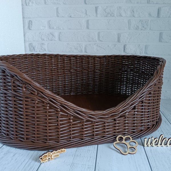 Wicker Hundebett - Benutzerdefinierte Haustierbett, Hunde- und Katzenkorb - Kleiner Hundekorb, Haustierbett, Haustierkorb aus natürlichem Material