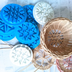 Set of 7 pieces of design templates from rattan, paper, jute. Set for weaving baskets. Rattan Handicraft Mold.