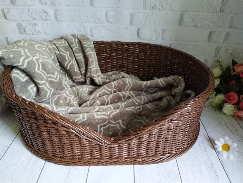 Wicker dog bed small size dog basket pet bed basket for Etsy