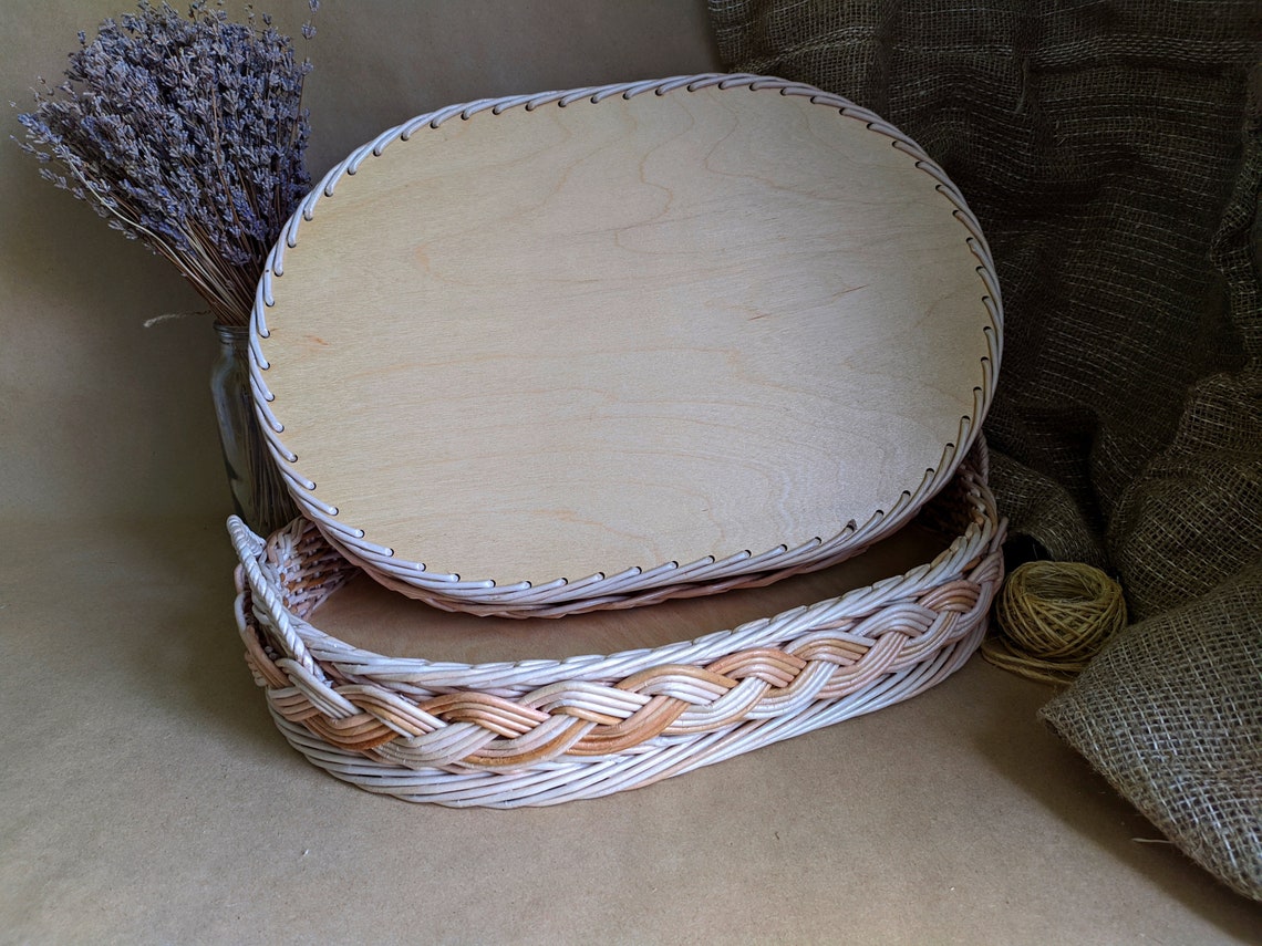 Large Oval Wicker Tray Long Wicker Basket Tray Large Rustic Etsy