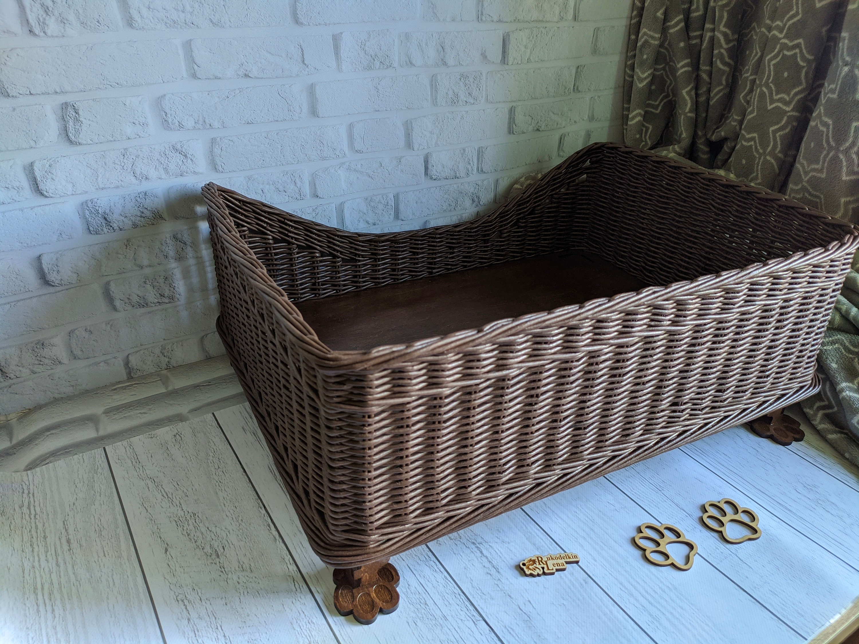 Pet Bed Wicker Basket Dog and Cat Bed Etsy