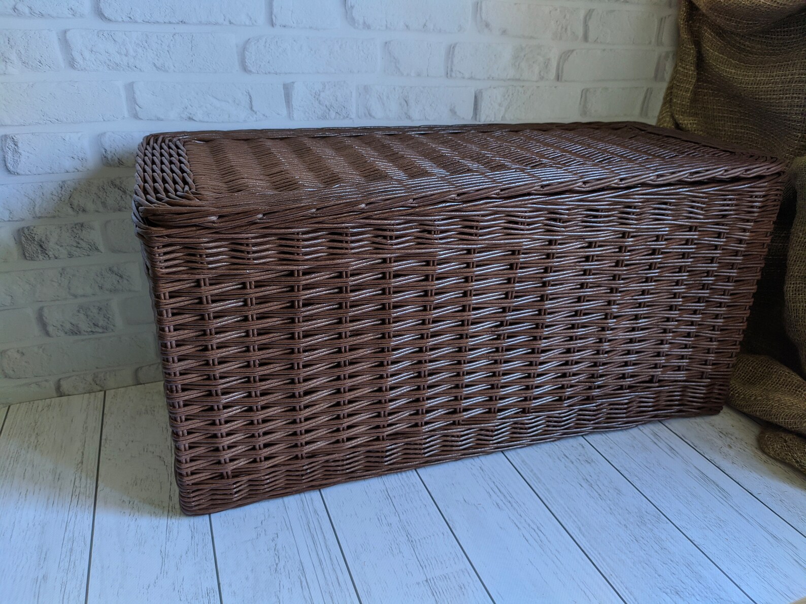 Wicker laundry basket rectangular laundry basket laundry Etsy