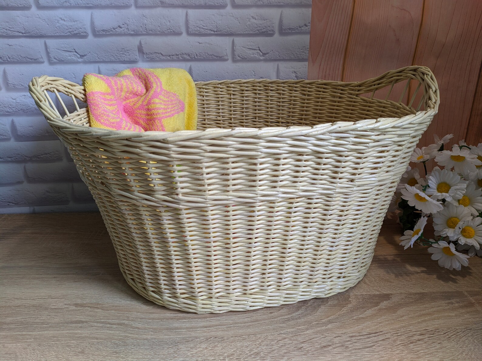Large Wicker Laundry Basket Large Laundry Basket Oval Basket Etsy