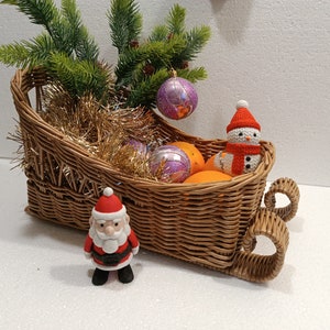 Woven Christmas Sleigh Centerpiece - Holiday Decor for Tabletop or Mantle | Table Centerpiece, Winter Table Decor, Christmas Decoration