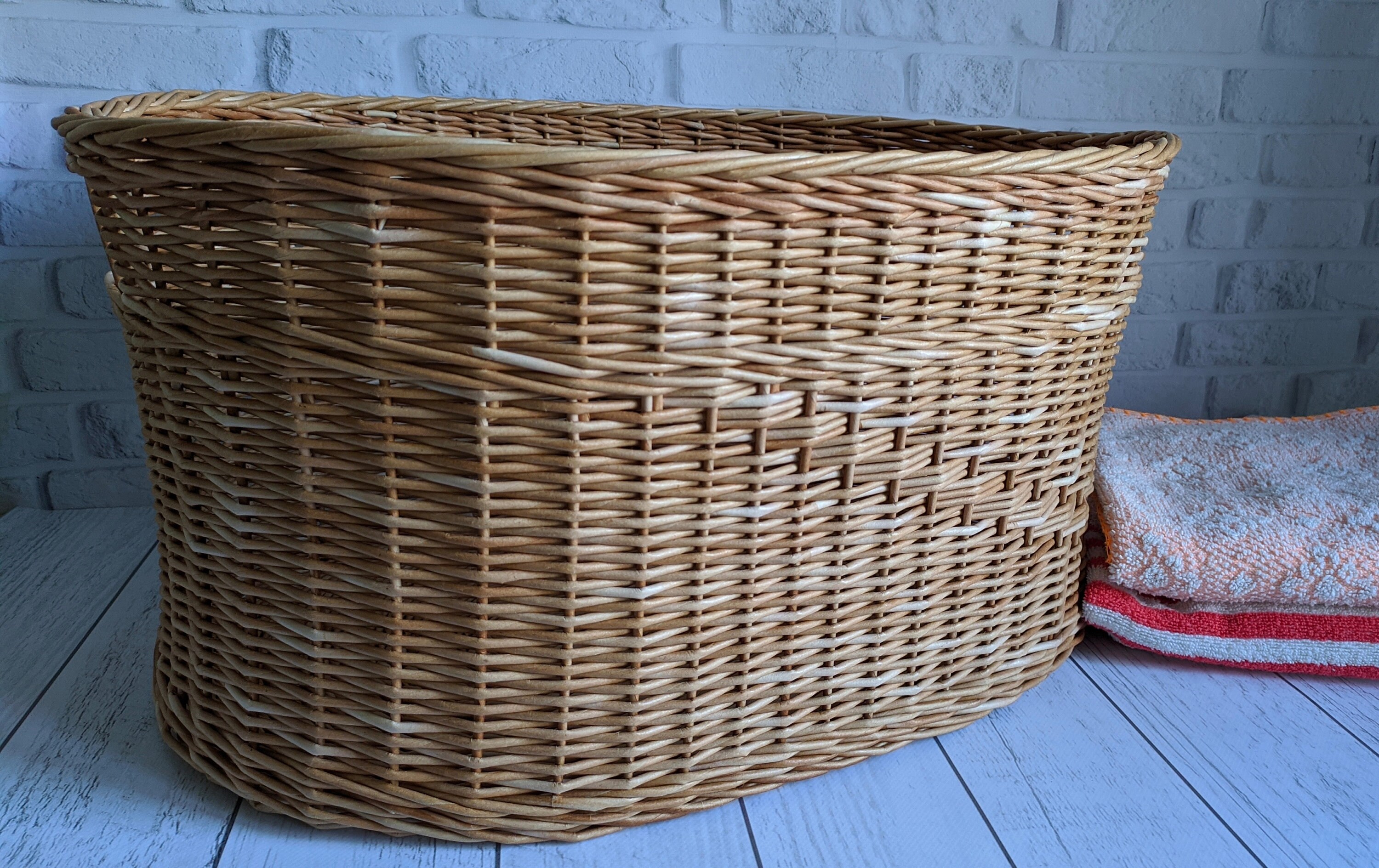 Large Wicker Laundry Basket Large Laundry Basket Oval Basket Etsy