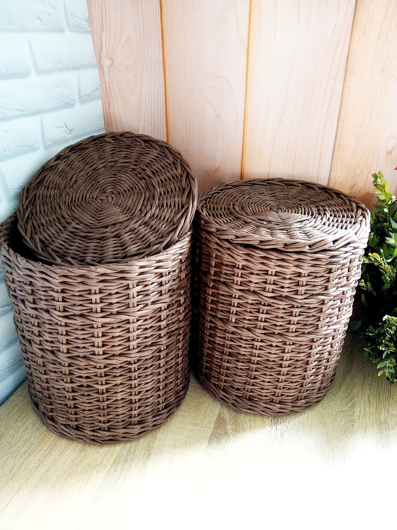 Wicker Laundry Basket Round Laundry Basket Laundry Basket Etsy