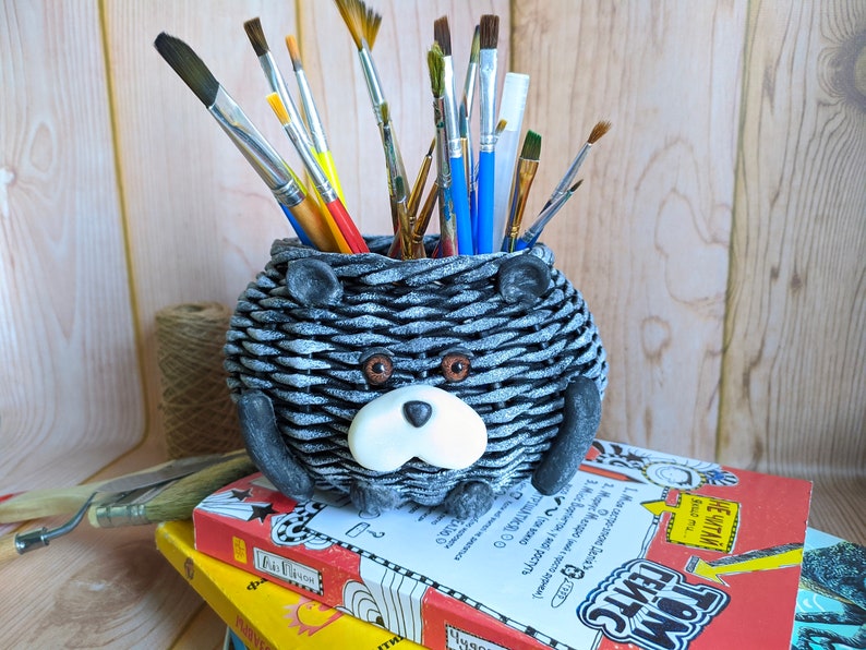 Woven Animal Pencil Holder, Cute Desk Organizing Accessory Pen/pencil Holder Bear Design Funny